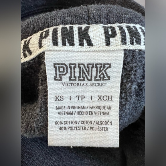 Victoria’s Secret PINK Sweatshirt Womens Sz XS  Gray Spell Out High Cowl Neck - Picture 5 of 8